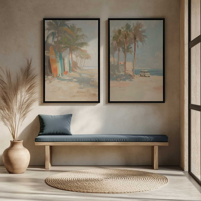 Ensemble de 2 impressions Coastal Escape, 36 po x 24 po, Cadre flottant blanc opaque