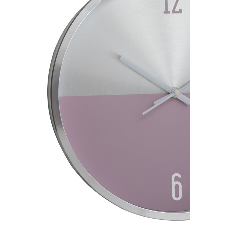 Samson Metal Wall Clock, Silver/Pink