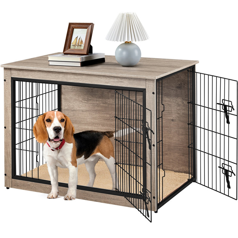 Metal Pet Crate with 2 Doors, Grey