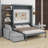 Queen Size Murphy Wall Bed with Sofa & Shelves – Space-Saving Gray Wood Bed for Kids & Teens Bedroom-1506379739