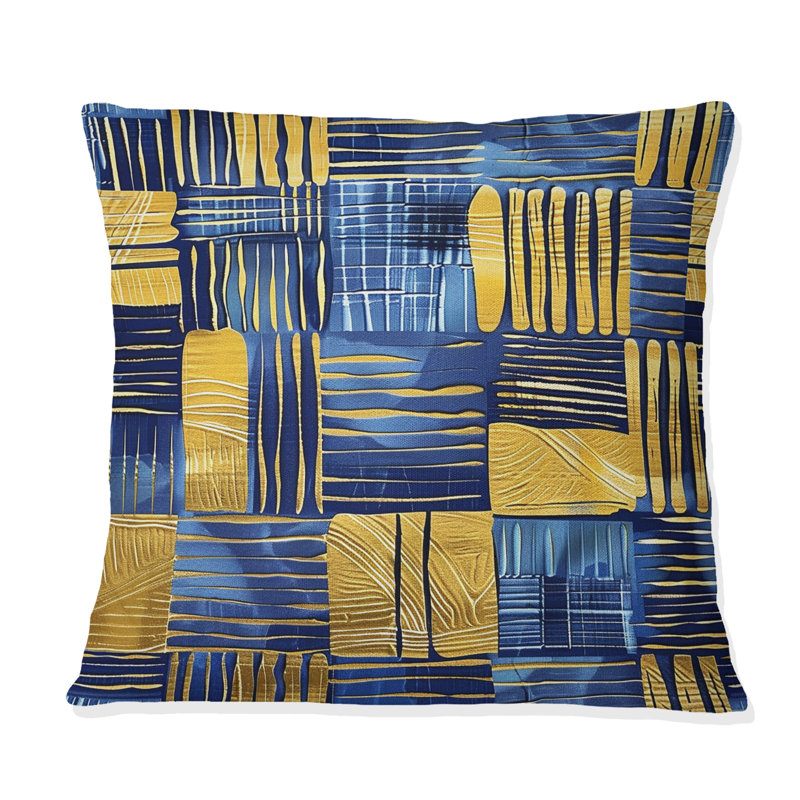 Coussin décoratif "Art délicat" bleu et africain, H 18 po x l 18 po, Carrée