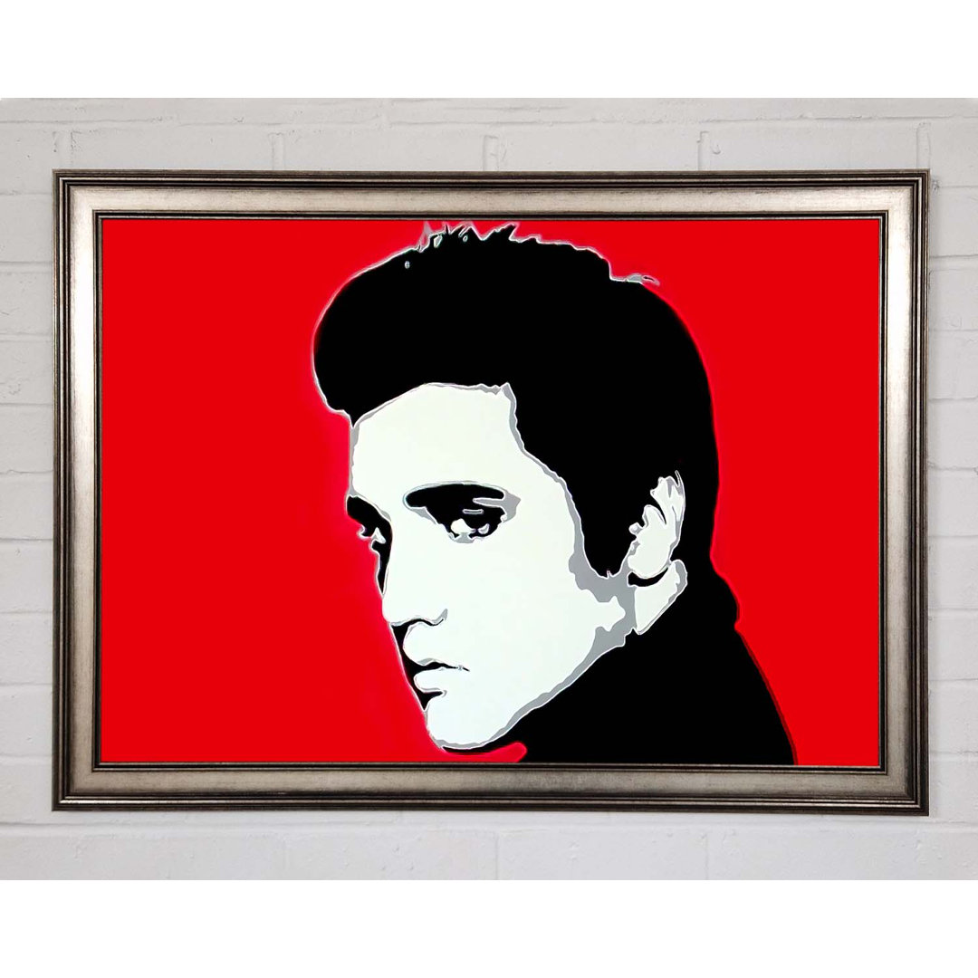 Elvis Portrait Rot - Einzelner Bilderrahmen Kunstdrucke