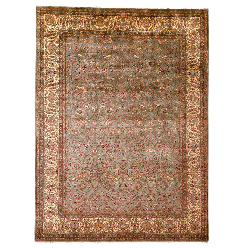 Tapis rectangulaire en laine noué à la main