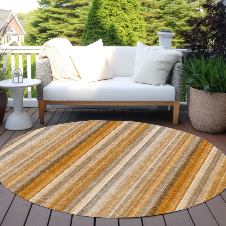 Kinslee Washable Striped Indoor / Outdoor Rug