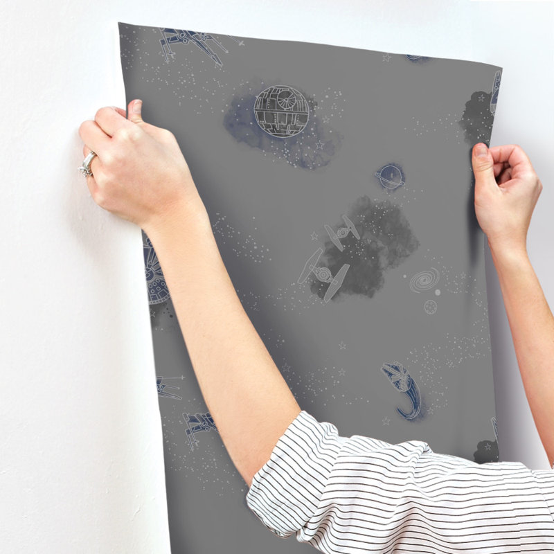Rouleau de papier peint L 33 pi x l 20,5 po Star Wars: Good Night Galaxy, Noir