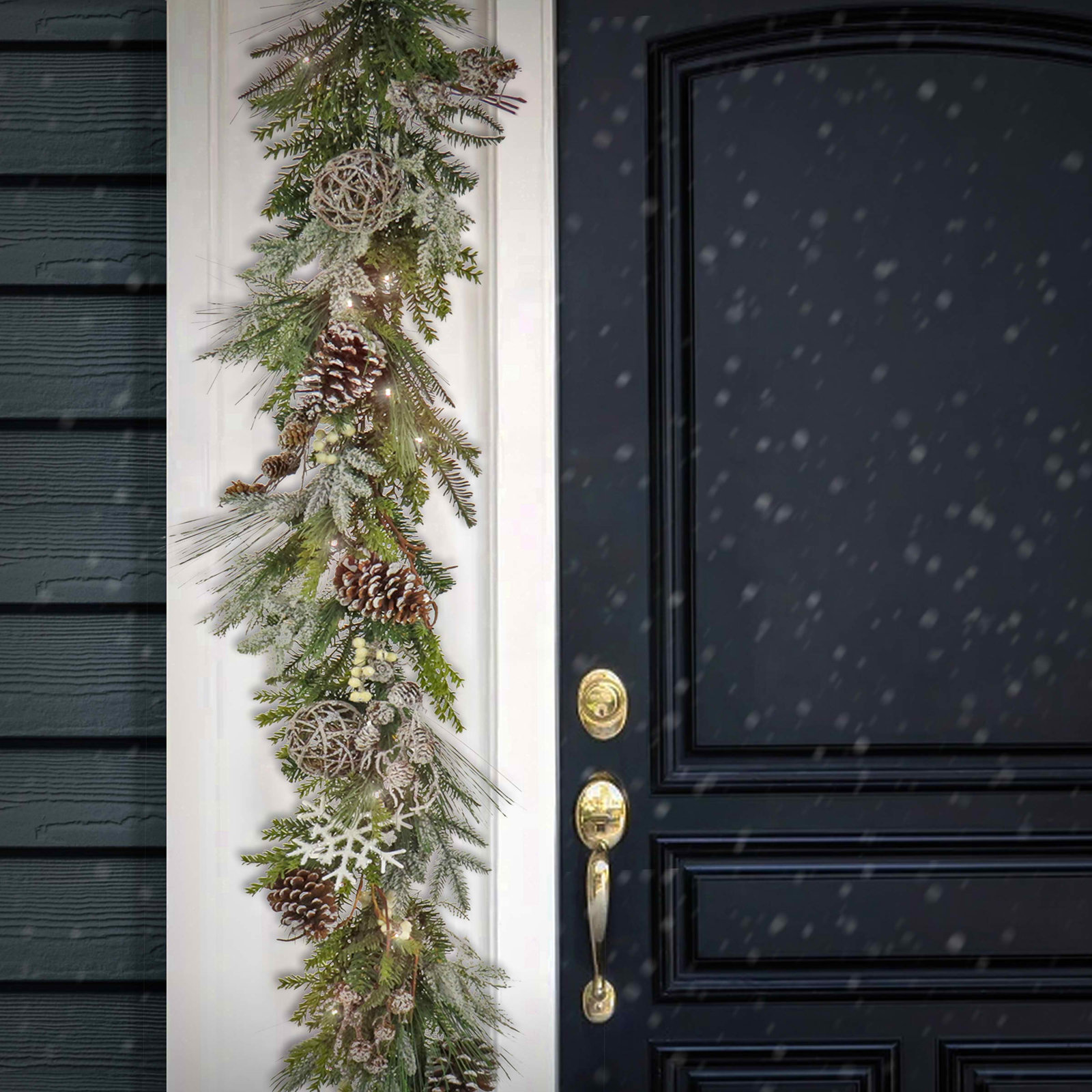 HGTV Cozy Winter Lighted Faux Pinecone Garland, 9'