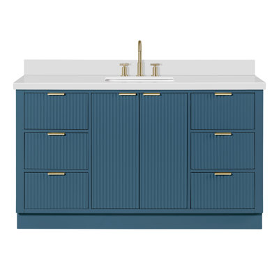 Haun Solid Wood Single Bathroom Vanity with 1.5'' Quartz Top