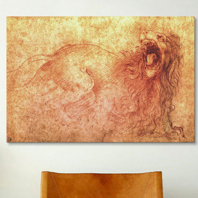 " Sketch of a Roaring Lion " by Leonardo Da Vinci Oil