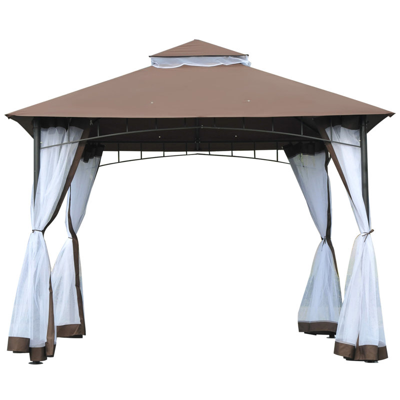 9.7 Ft. W x 9.7 Ft. D Metal Patio Gazebo, Coffee