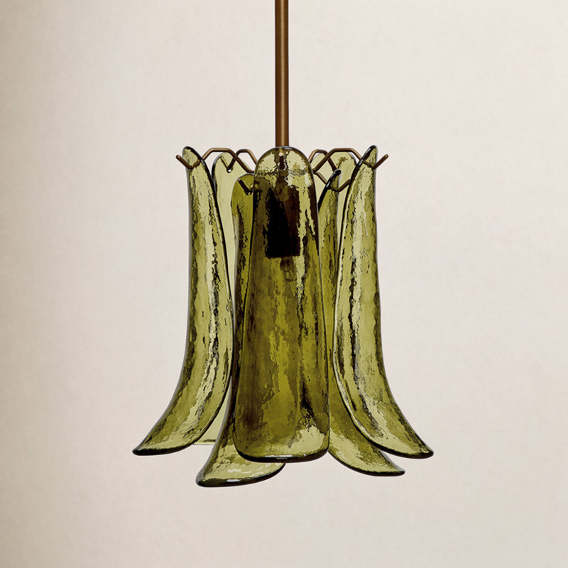 Cala 1-Light Blown Glass Pendant, Green, Green