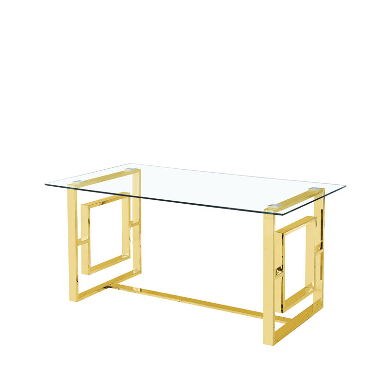 Bethel Glass Top Metal Base Dining Table