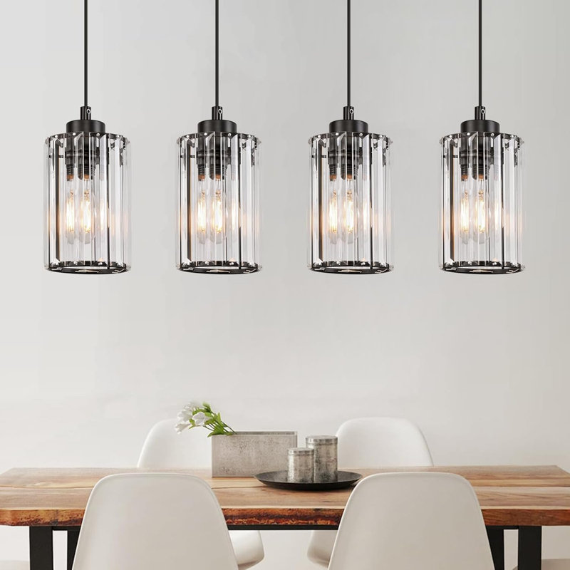 - Light Matte Black Cylinder Pendant, 4, 140cm H x 58cm W x 5cm D