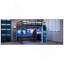 Lit mezzanine double en bois avec bureau, support de rangement latéral, tablettes multiples et lumière RVB, bleu nuage-790935374-790935409