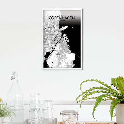 Copenhagen City Map In Ink - No Frame Print