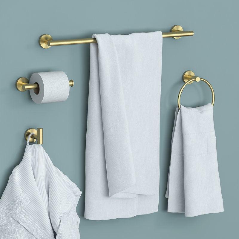 4 - Piece Bathroom Hardware Set, Light Gold