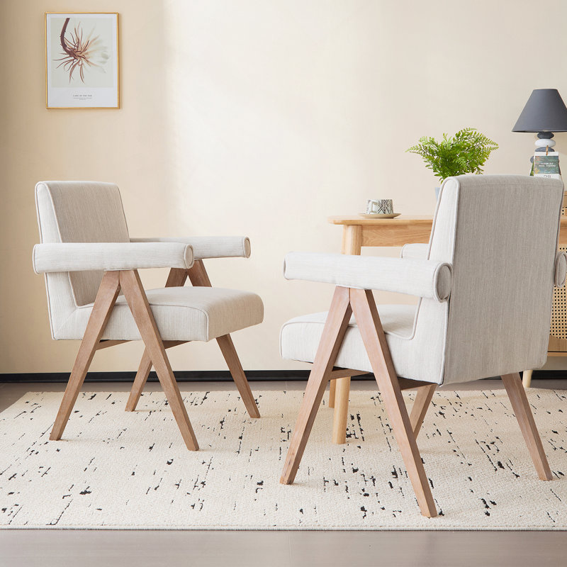 Poppy Fabric Dining Armchair, Beige