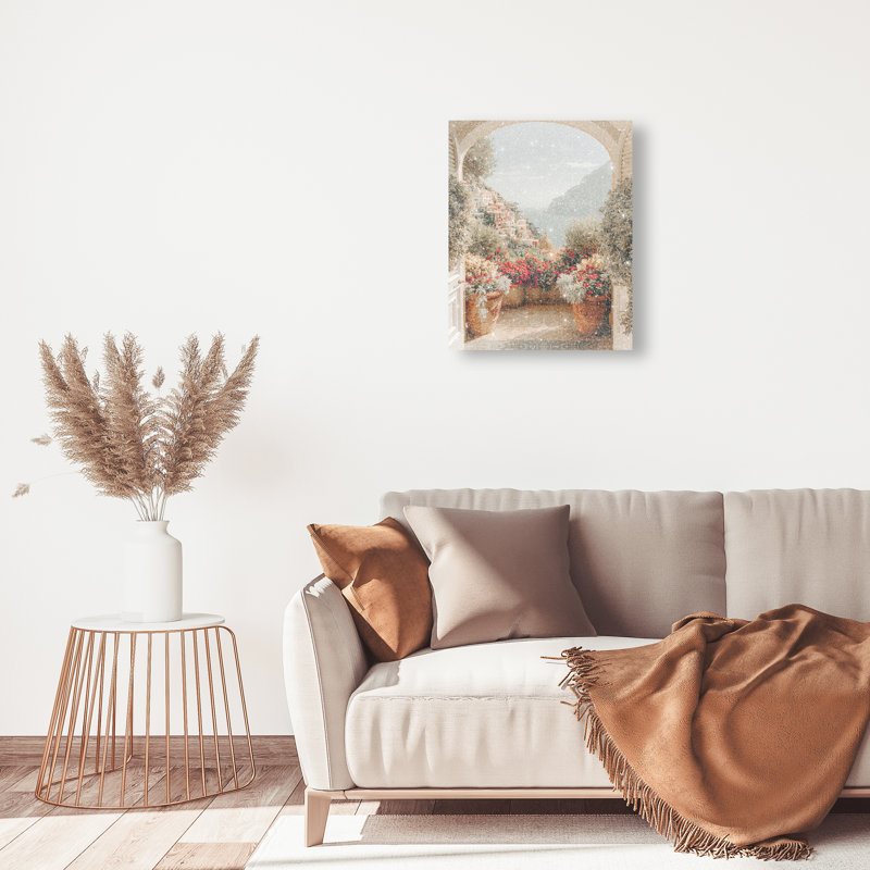 Clifftop Crimson II Canvas Architecture Print by Oliver Gal, Black Frame, 16 x 20, 25"H x 31"W, White Floater Frame