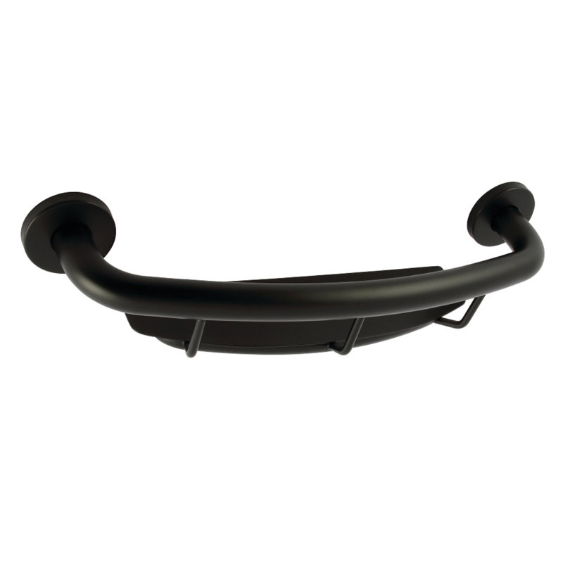 Kingston Brass Meridian 18-Inch Stainless Steel Grab Bar with Shelf, Matte Black