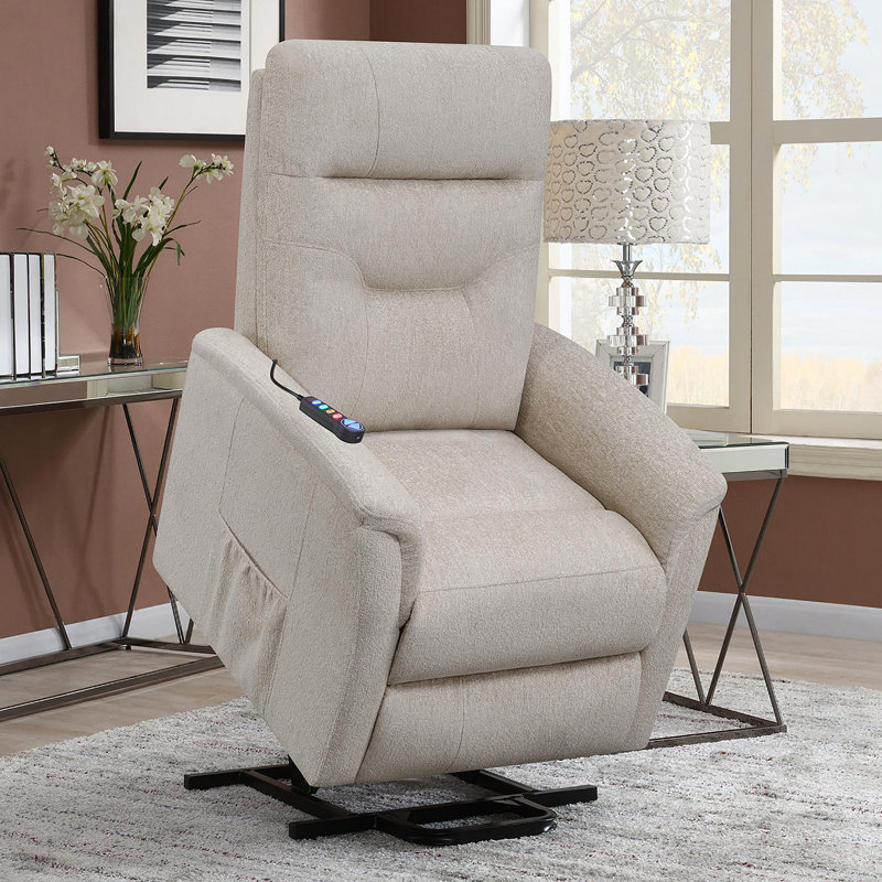 Fauteuil inclinable beige lève-personne avec rangement