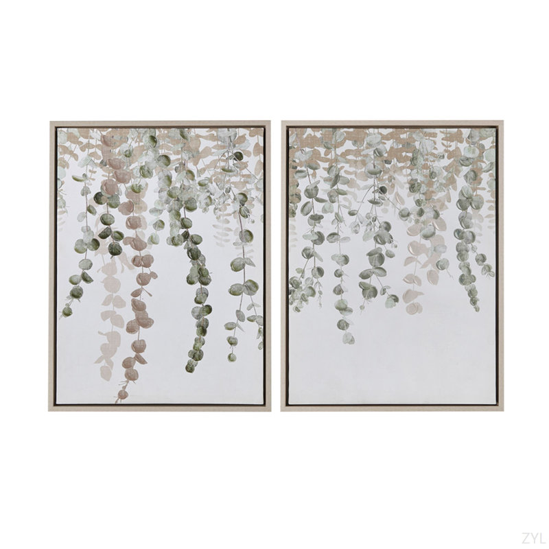 Ensemble de décoration murale en toile encadrée 2 pièces Eucalyptus