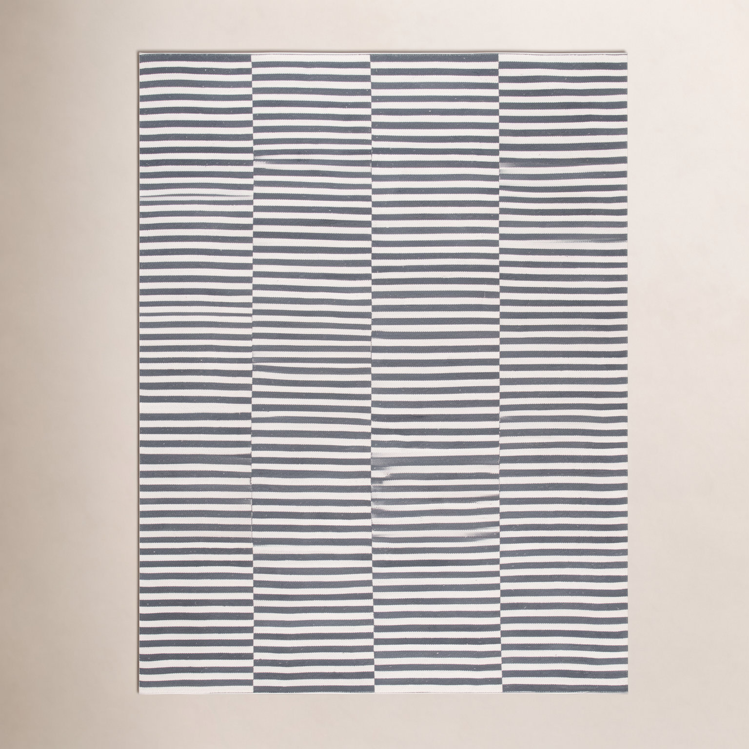 Ilona Ivory Gray Striped Cotton Rug, Rectangle 8' x 10'