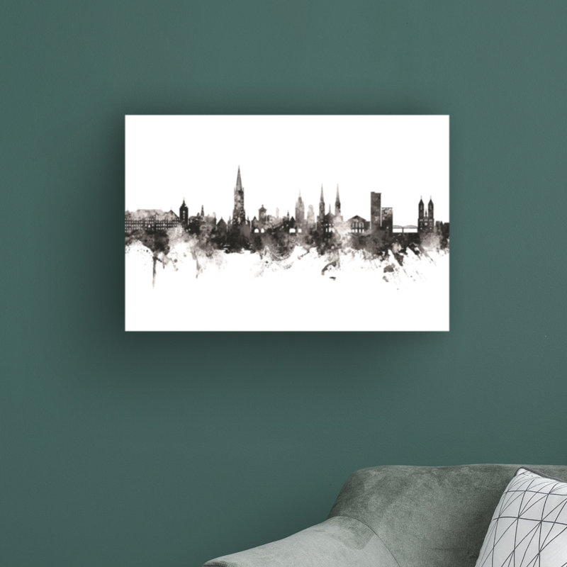 «Freiburg Allemagne Skyline BW» par Michael Tompsett, impression sur toile tendue, H 30 po x l 47 po x P 2 po