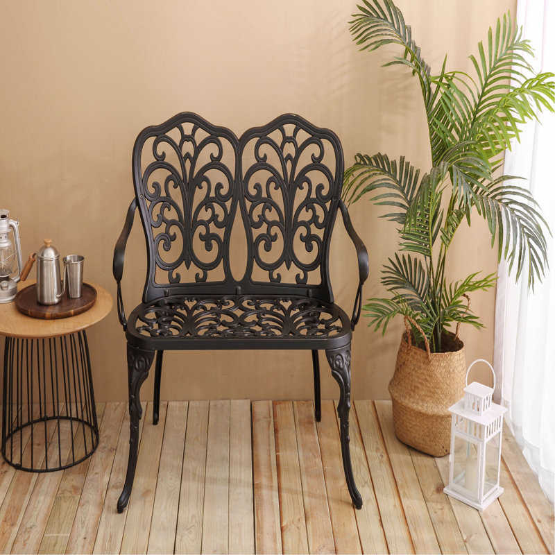Mobilier d'extérieur en fonte d'aluminium avec banc floral, Noir