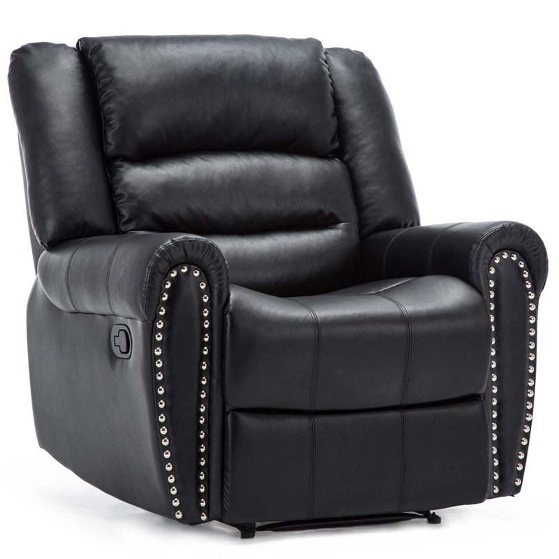 Kade Bonded Leather Manual Recliner, Black