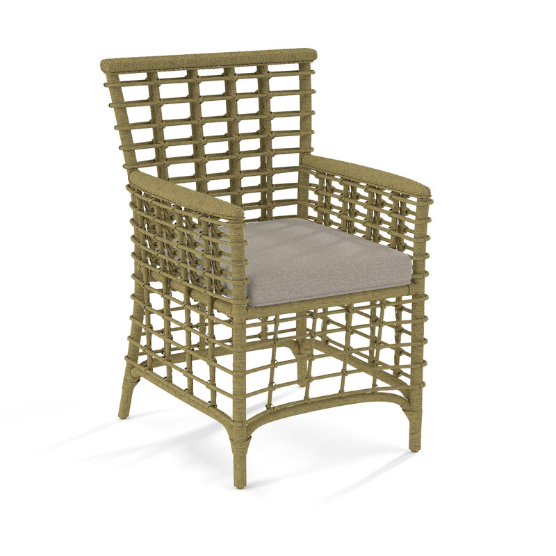 Bridgehampton Arm Chair, Beige Performance Fabric, Brass