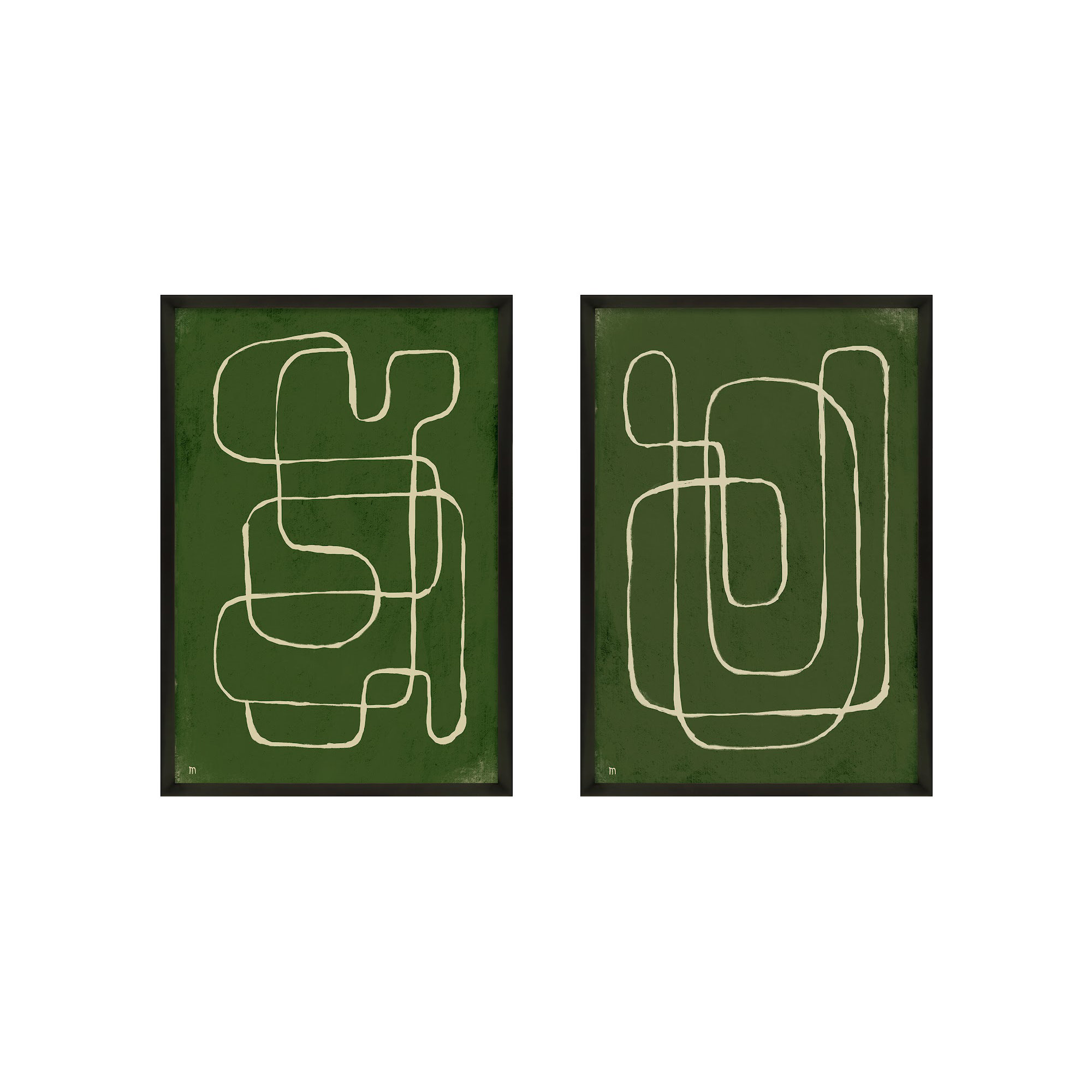 Line Works by StudioM, White Framed Paper, 50" H x 70" W x 1.25" D
