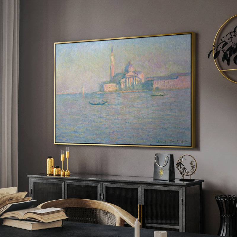 Impression nautique rétro-XCVII, Toile avec cadre flottant or, 27" H x 41" W