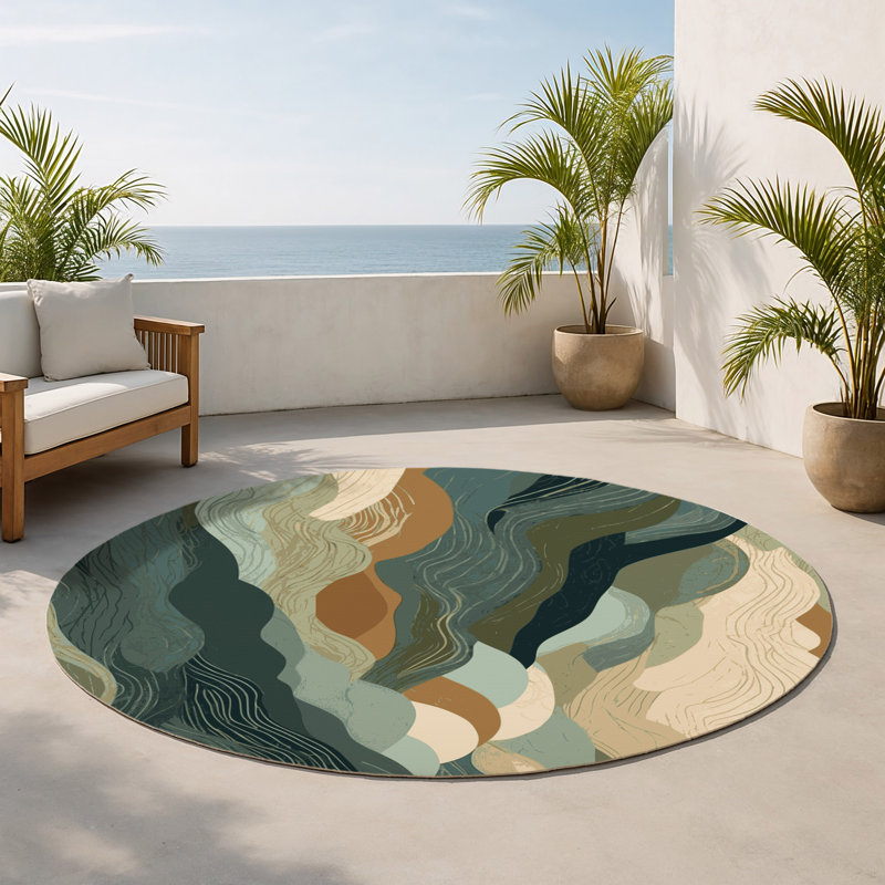 Tapis intérieur et extérieur Velvet Reflections, Rond 5 pi