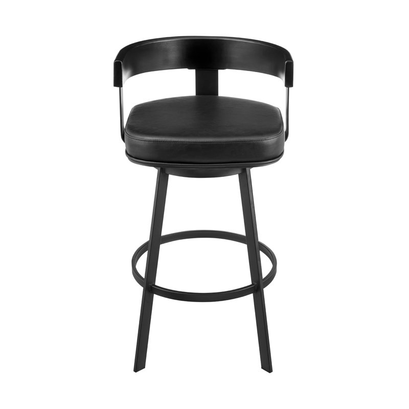 Tabouret de bar Ahlem, Noir, Tabouret de comptoir (siège d'une hauteur de 26 p