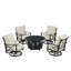 Ensemble de table de foyer en aluminium noir avec quatre fauteuils club