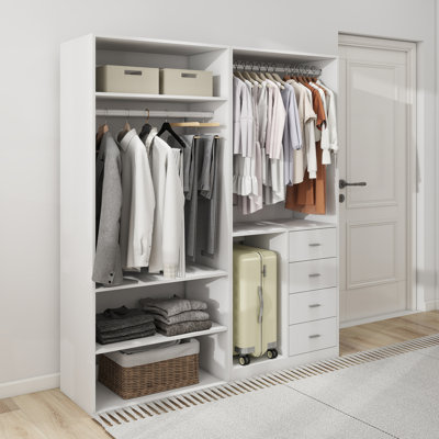 Armoire-penderie moderne en bois: 4 tablettes et 4 tiroirs