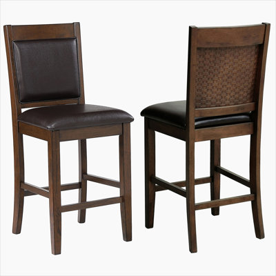Chaise de comptoir rembourrée en noyer (ensemble de 2)