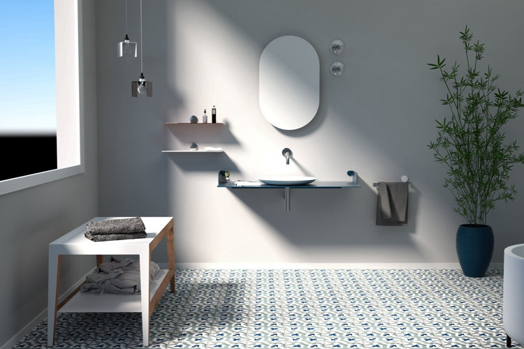 Minimal bathroom with lights