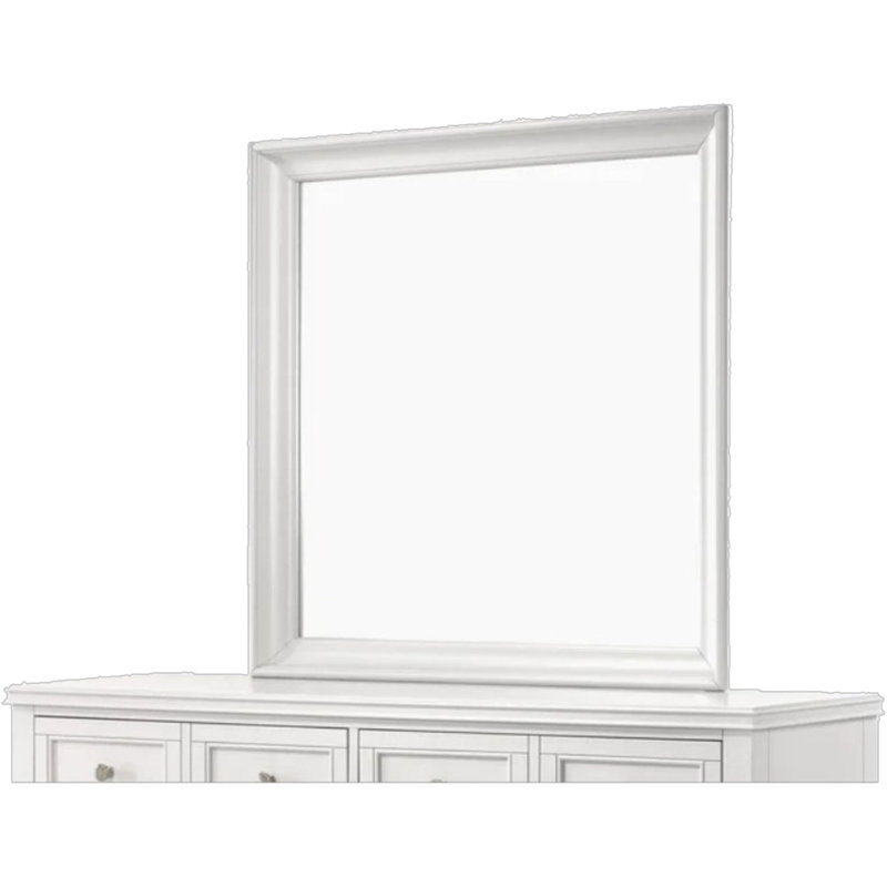 Exquis miroir carré avec cadre robuste pour une décoration polyvalente, Blanc