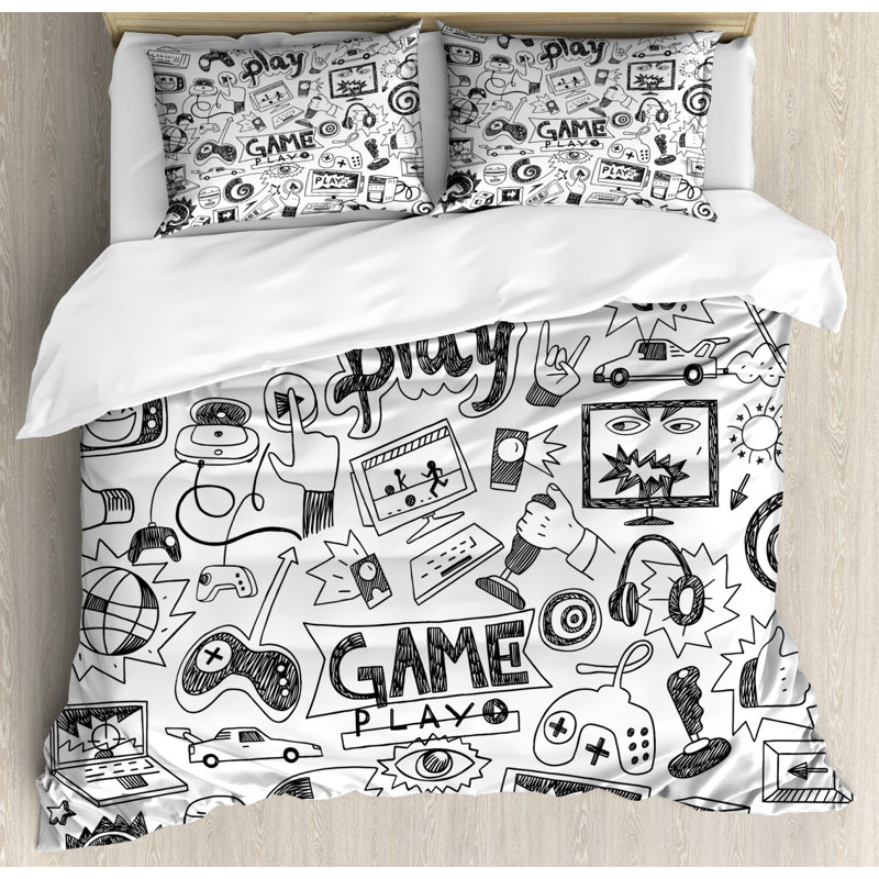 Ambesonne Video Games Modern & Contemporary Duvet Cover Set