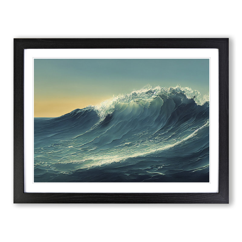 XH1022-6460X Ocean Wave Sunrise Vol.3 - Single Picture Frame Print, 46cm H x 64cm W x 2cm D, Black