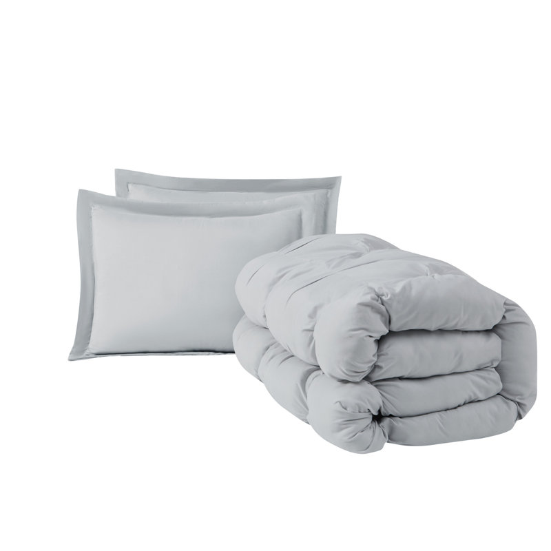 Napperon vraiment doux - rembourré, microfibre douce, Gris, Édredon pour grand lit + 2 taies décoratives