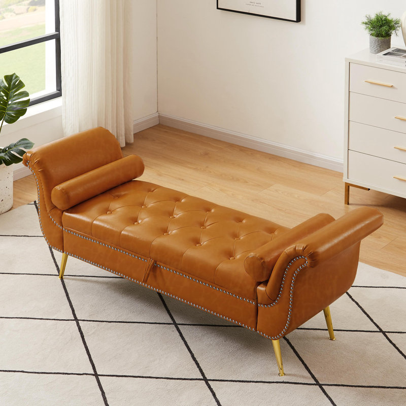 Kilner Faux Leather Upholstered Storage Bench, Brown
