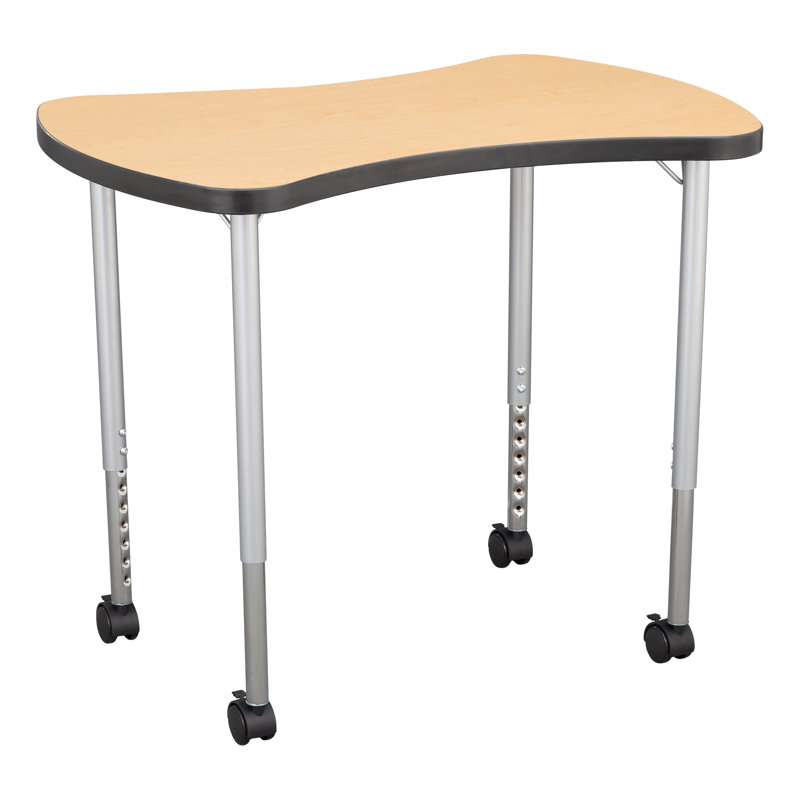 Structure Series Bow Tie 35" x 23" Adjustable Height Novelty Activity Table with Casters, Noir/argenté, Érable