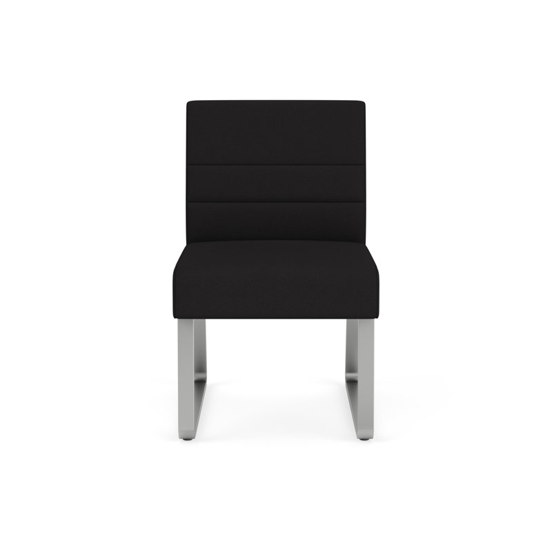 Chaise d'invité sans accoudoirs Waterfall, Argent, Portes ouvertes en tissu noir