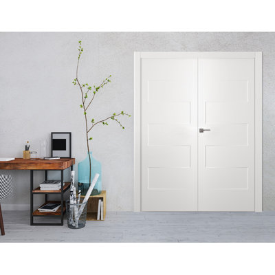 Porte standard à panneaux en bois manufacturé blanc creux Lester