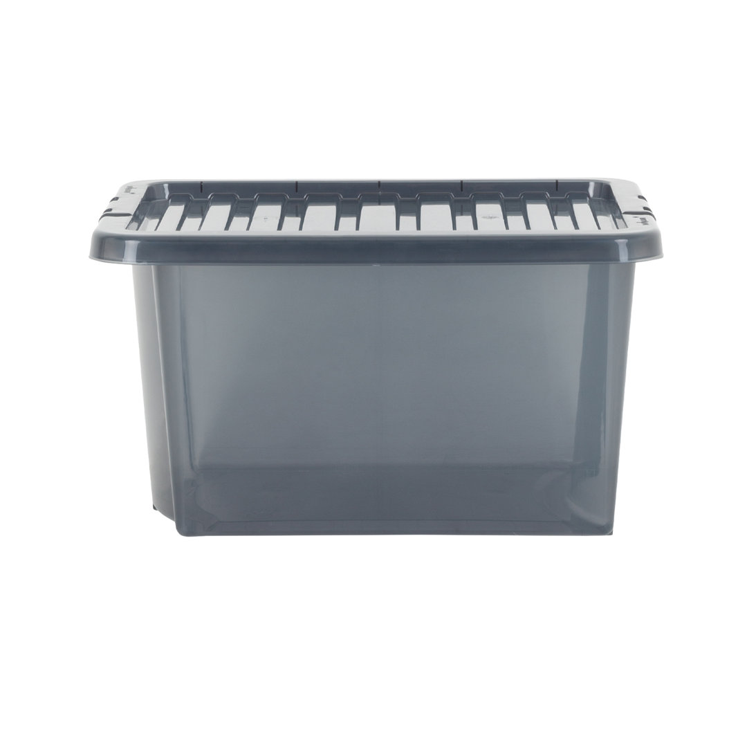 B&Q -  Crystal 5 X 28L Stackable Plastic Storage Boxes With Lids Tint Smoke - Image 5