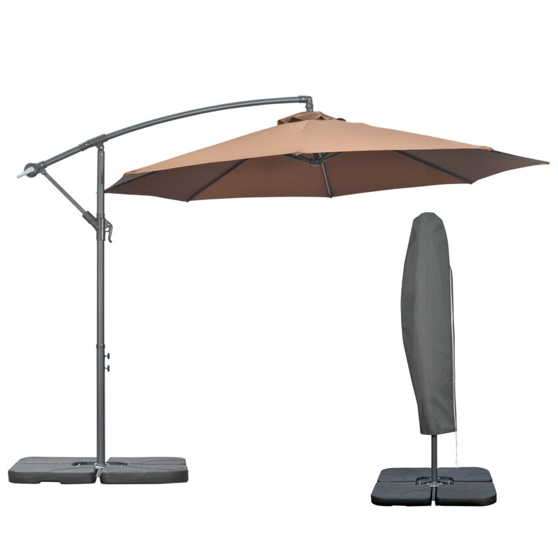 Parasol de jardin de 9,6 pi avec parasol Banana, Café