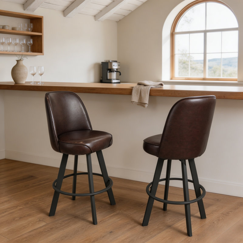 Ensemble de 2 tabourets de bar rembourrés super confortables de qualité commerciale avec structure en métal. Convient aux sièges de comptoir de restaurant, de café et de cuisine. Assemblage requis