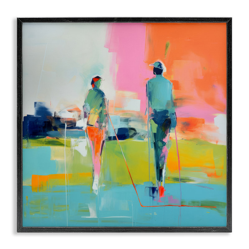 Scène de golfeurs modernes encadrée par Irena Orlov, H 12 po x l 12 po, Giclée encadrée noir minuit