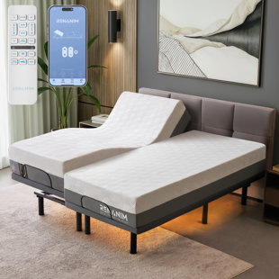 Lit réglable très grand divisé avec matelas à mémoire de forme de 14 pouces inclus, Bluetooth, contrôle des applications, massage, télécommande